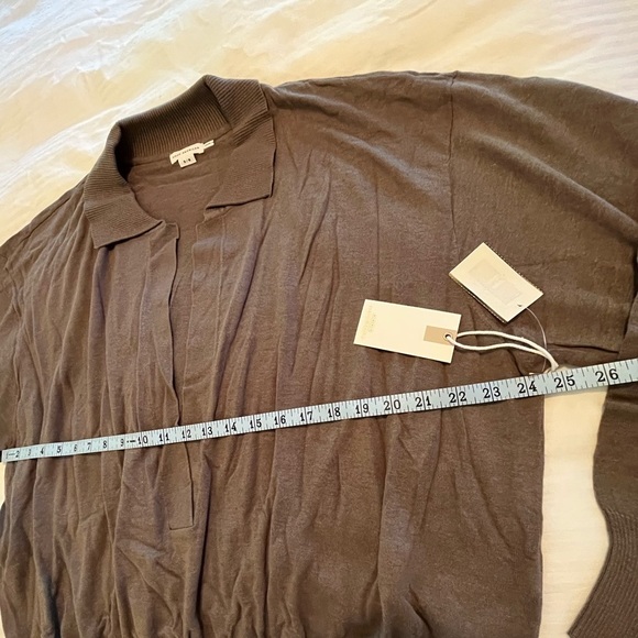 Good American Women's Sheer Collared Henley Top - Picture 3 of 9